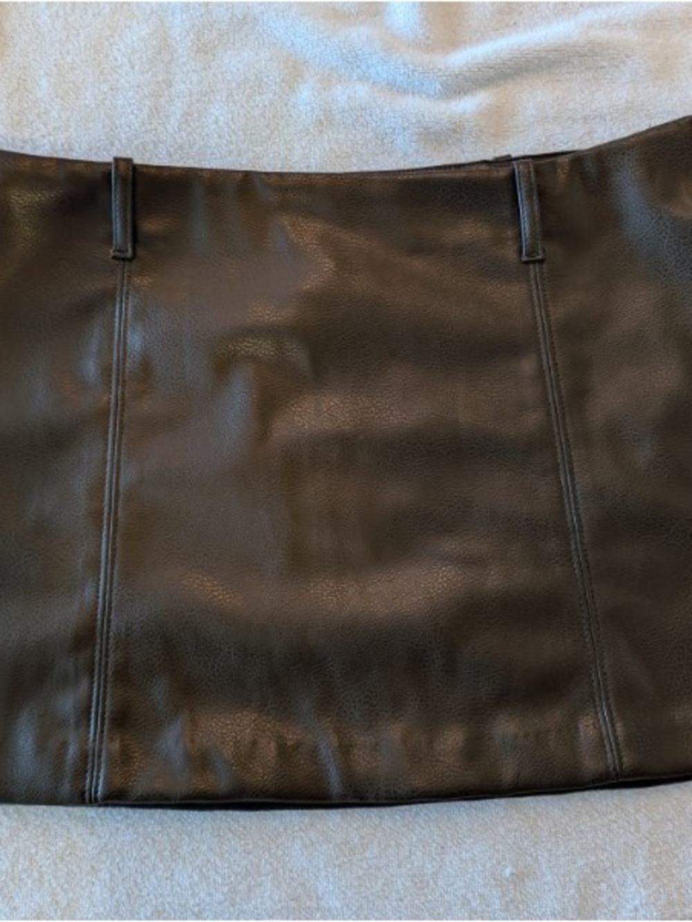 H&M Black Faux-Leather Mini Skirt with Vertical Seams